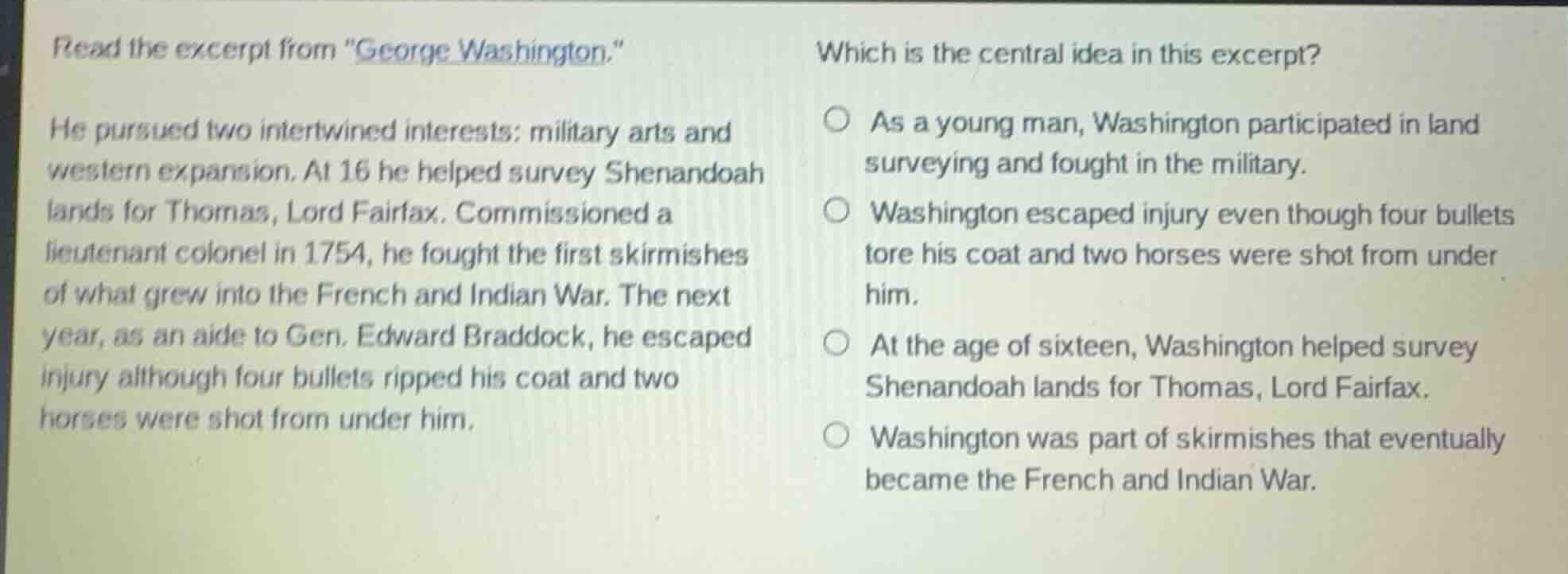 read the excerpt from \george washington.\ he pursued two intertwined i…