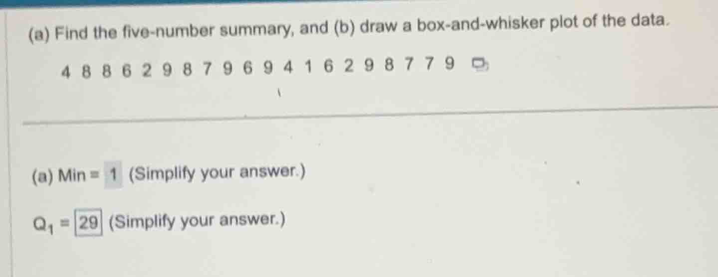 (a) find the five-number summary, and (b) draw a box-and-whisker plot o…