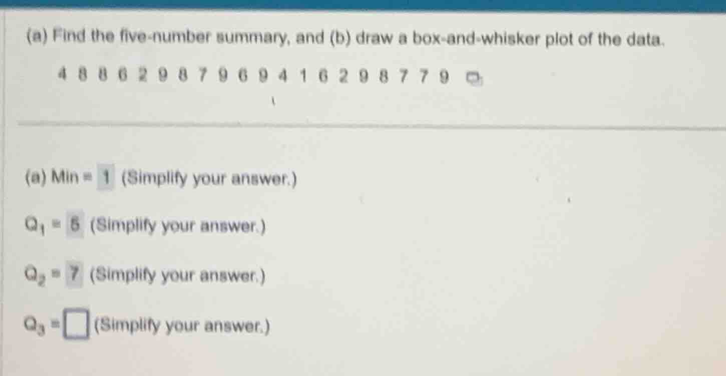 (a) find the five-number summary, and (b) draw a box-and-whisker plot o…