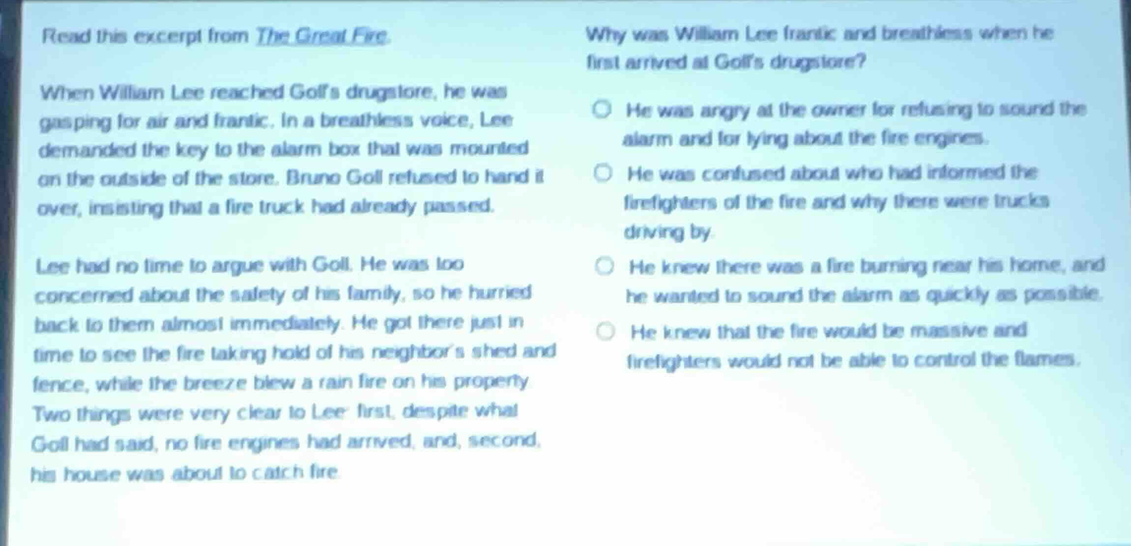 read this excerpt from the great fire. when william lee reached golls d…