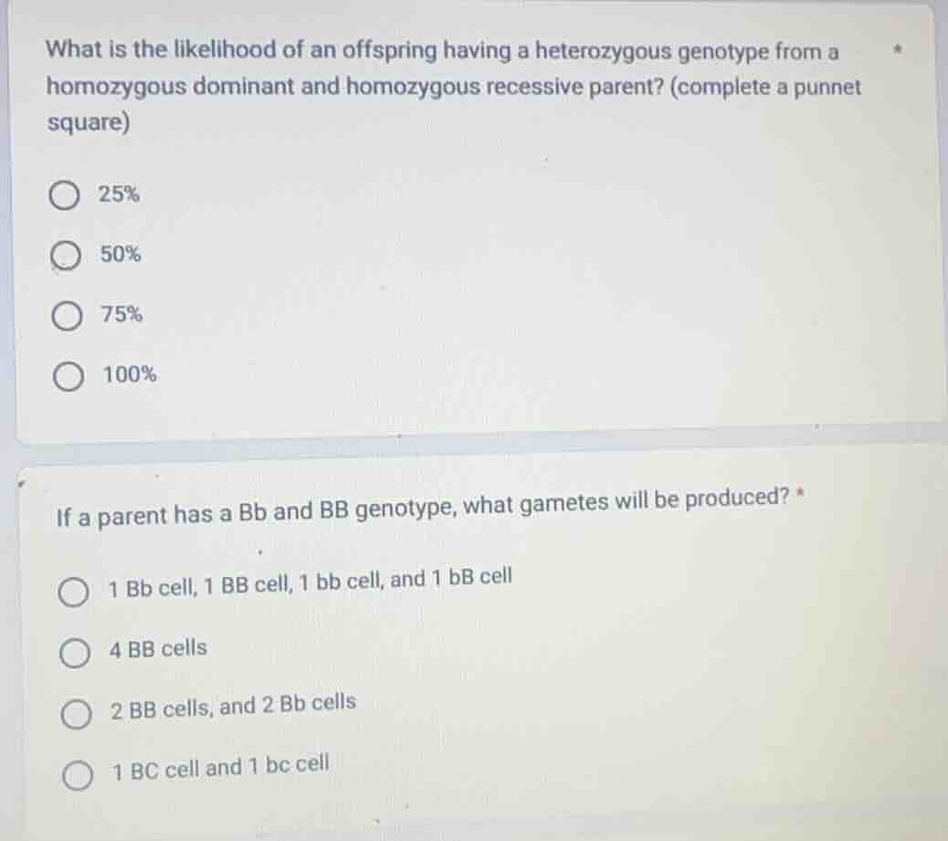 what is the likelihood of an offspring having a heterozygous genotype f…