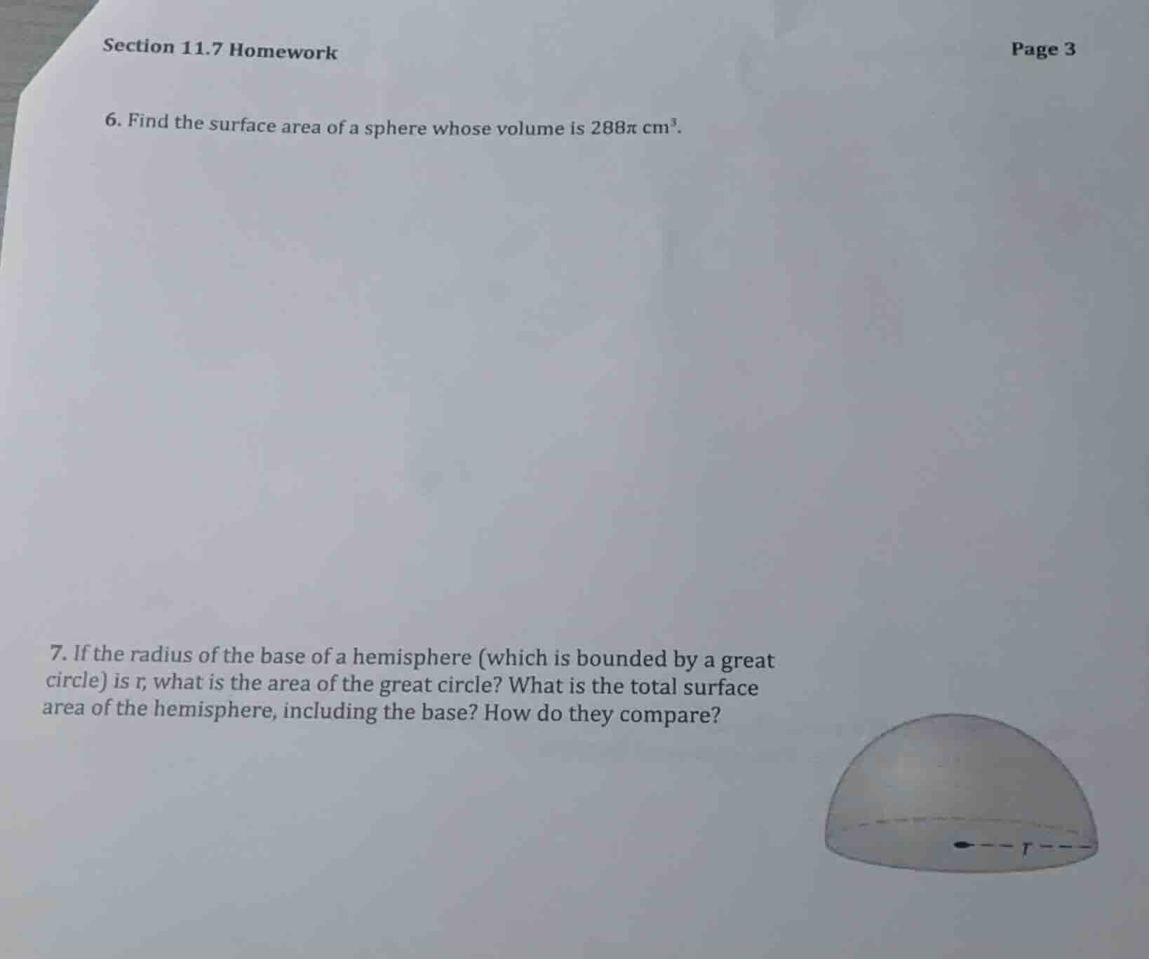 section 11.7 homework page 3 6. find the surface area of a sphere whose…