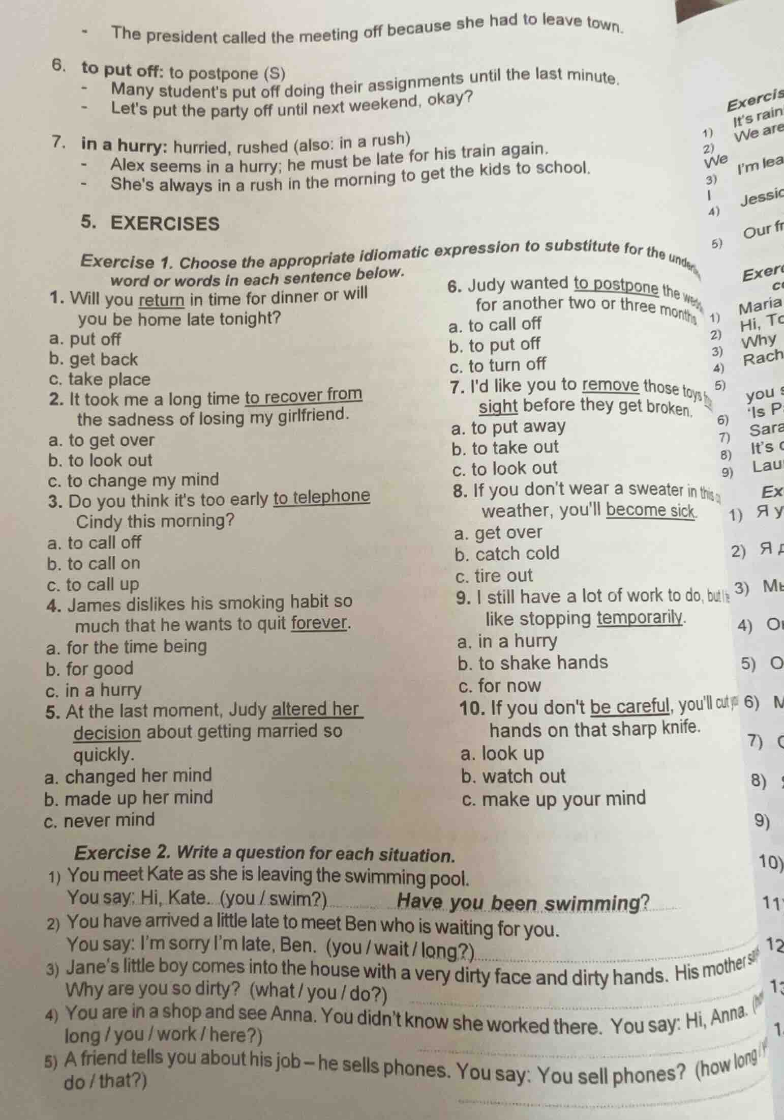 5. exercises exercise 1. choose the appropriate idiomatic expression to…