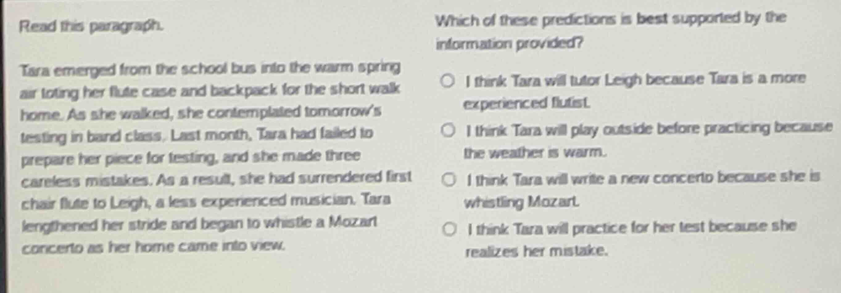 read this paragraph. tara emerged from the school bus into the warm spr…