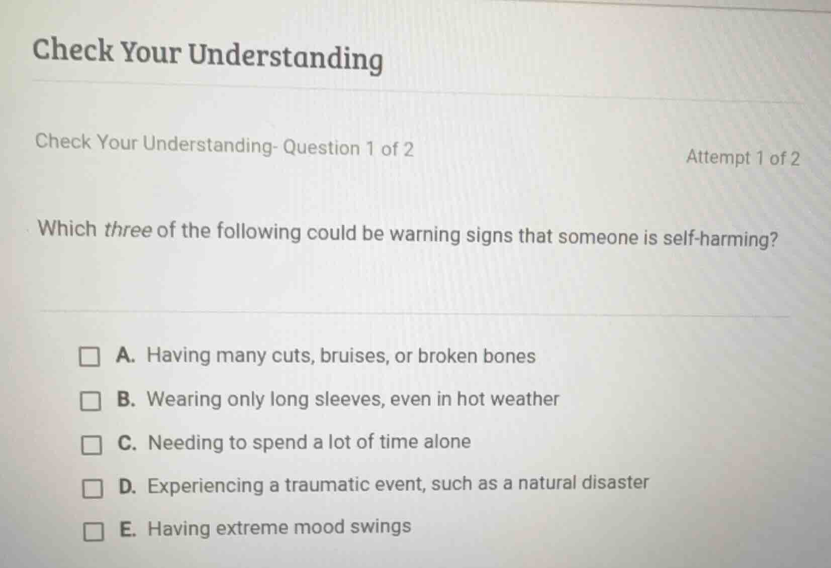 check your understanding check your understanding- question 1 of 2 atte…