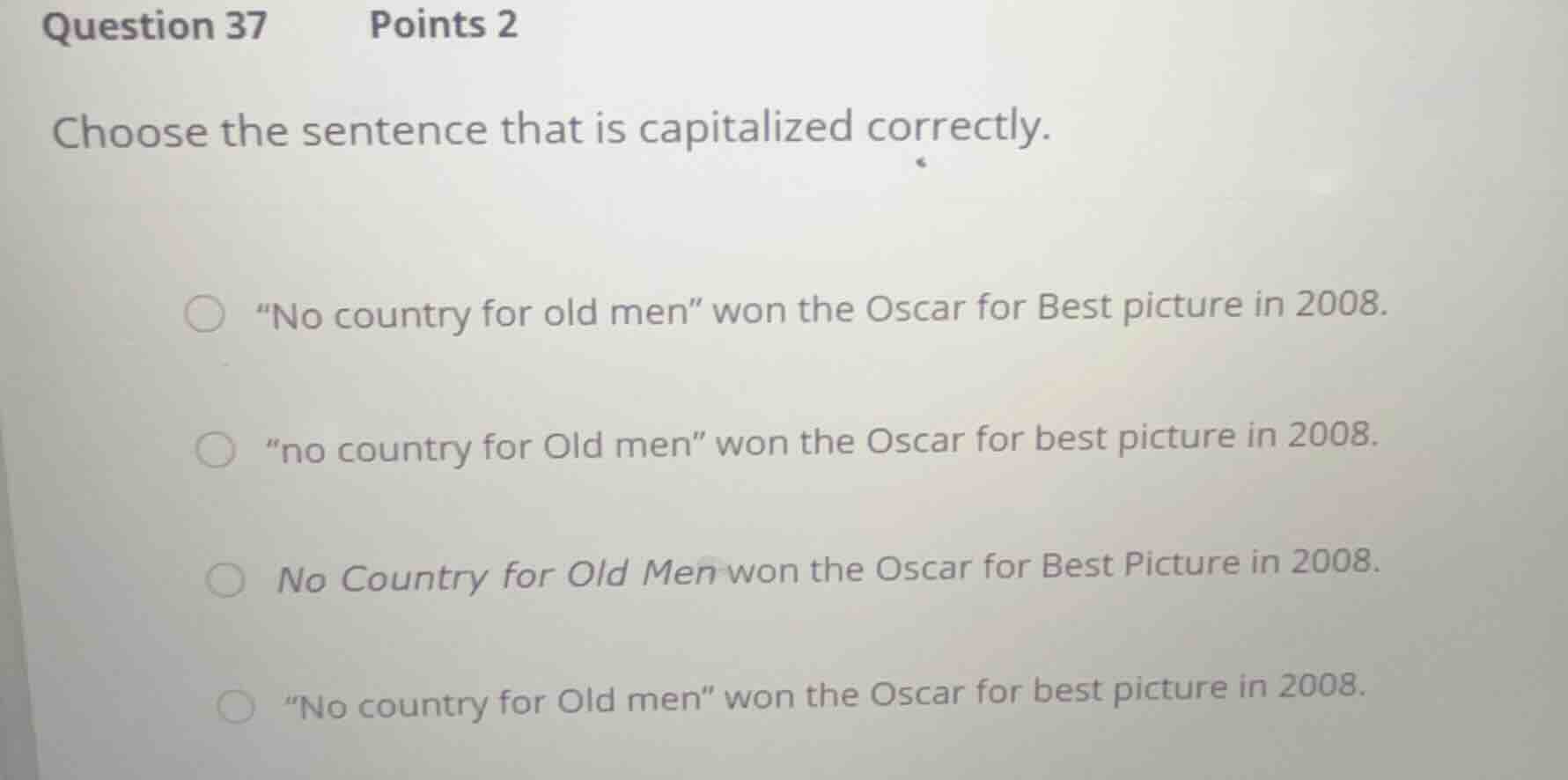 question 37 points 2 choose the sentence that is capitalized correctly.…