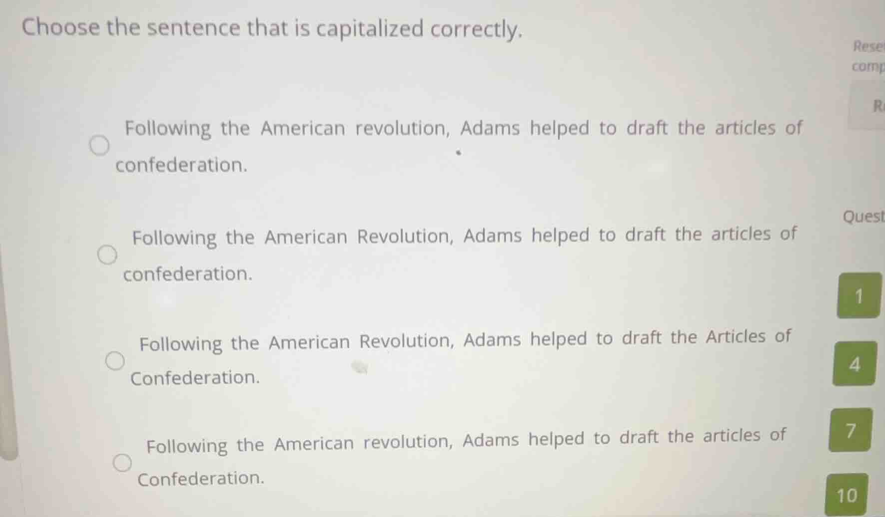 choose the sentence that is capitalized correctly. following the americ…