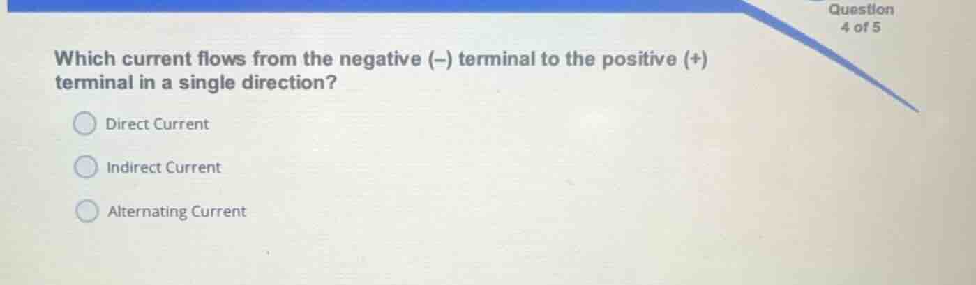which current flows from the negative (-) terminal to the positive (+) …