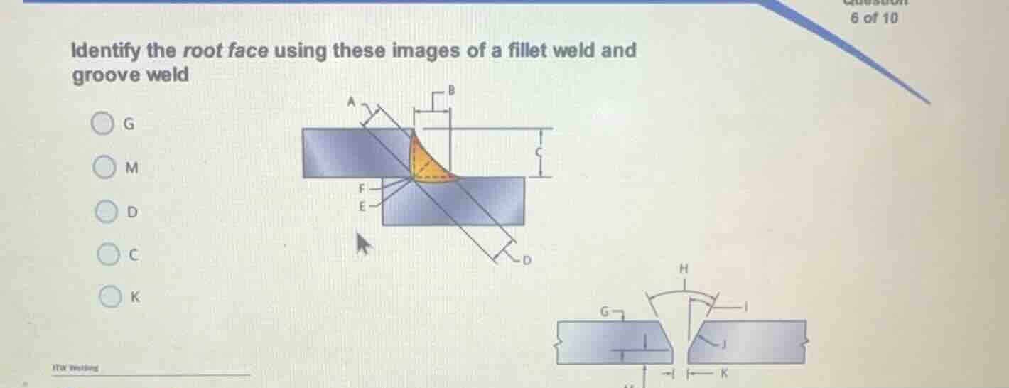 identify the root face using these images of a fillet weld and groove w…