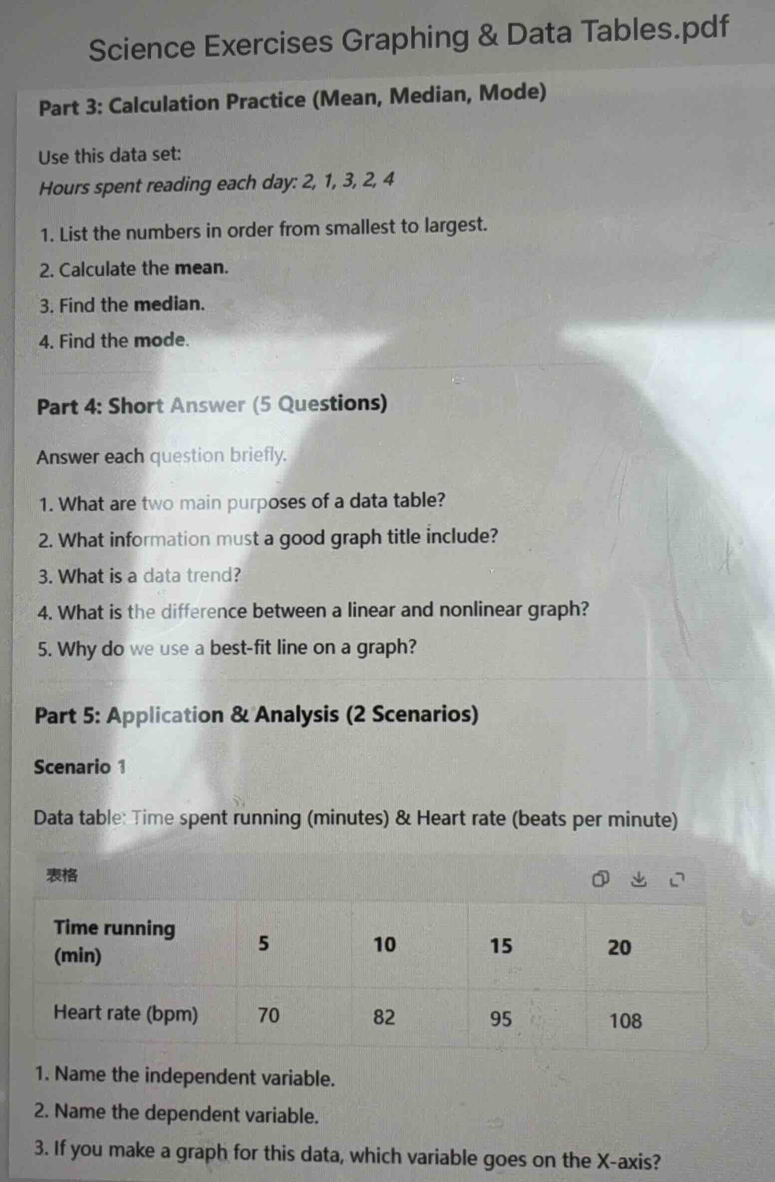 science exercises graphing & data tables.pdf part 3: calculation practi…