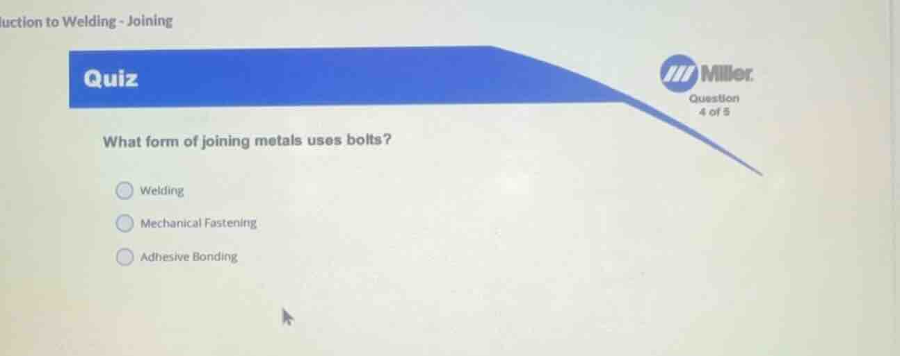 what form of joining metals uses bolts? - welding - mechanical fastenin…