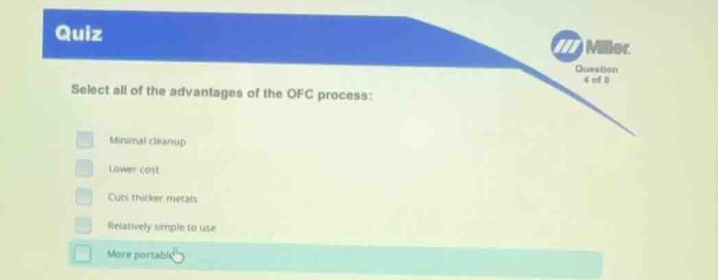 quiz miller question 4 of 8 select all of the advantages of the ofc pro…