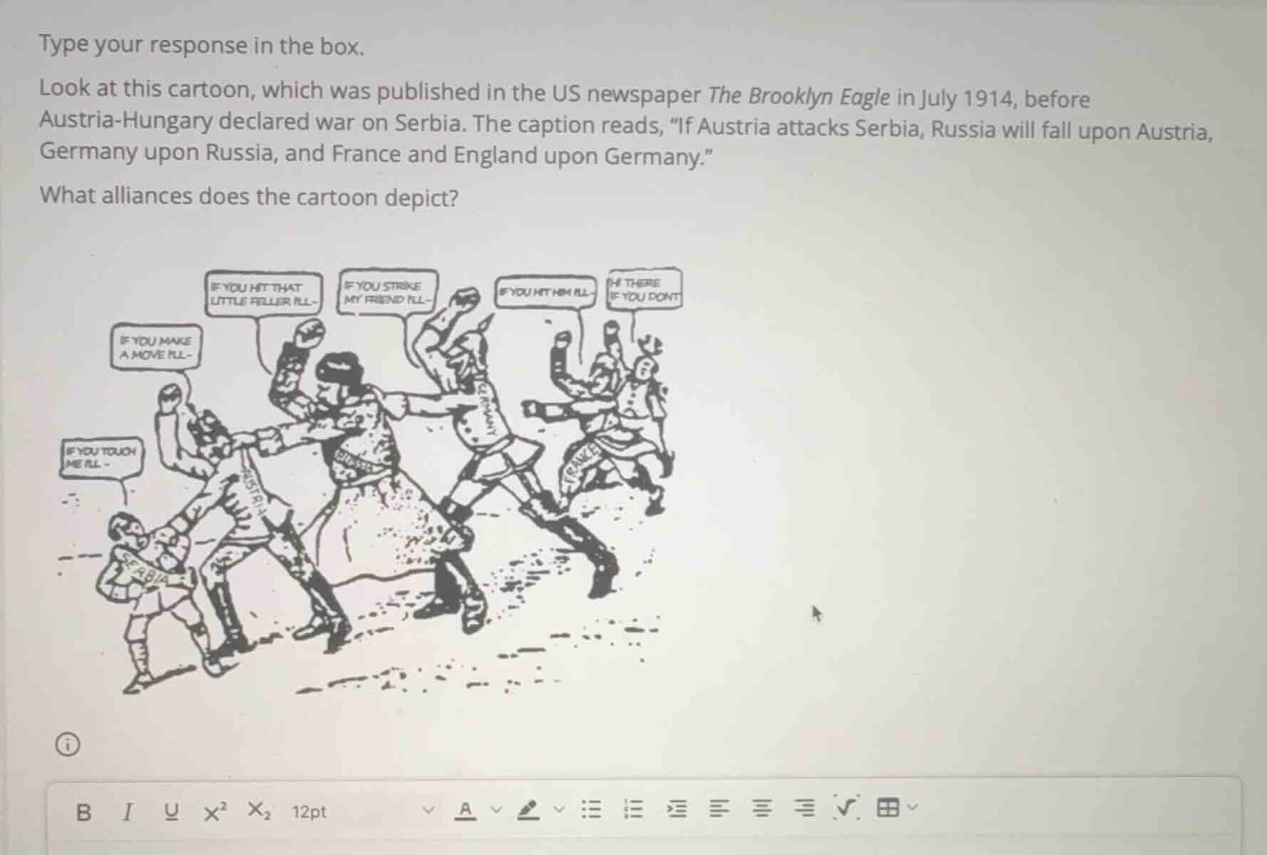 type your response in the box. look at this cartoon, which was publishe…