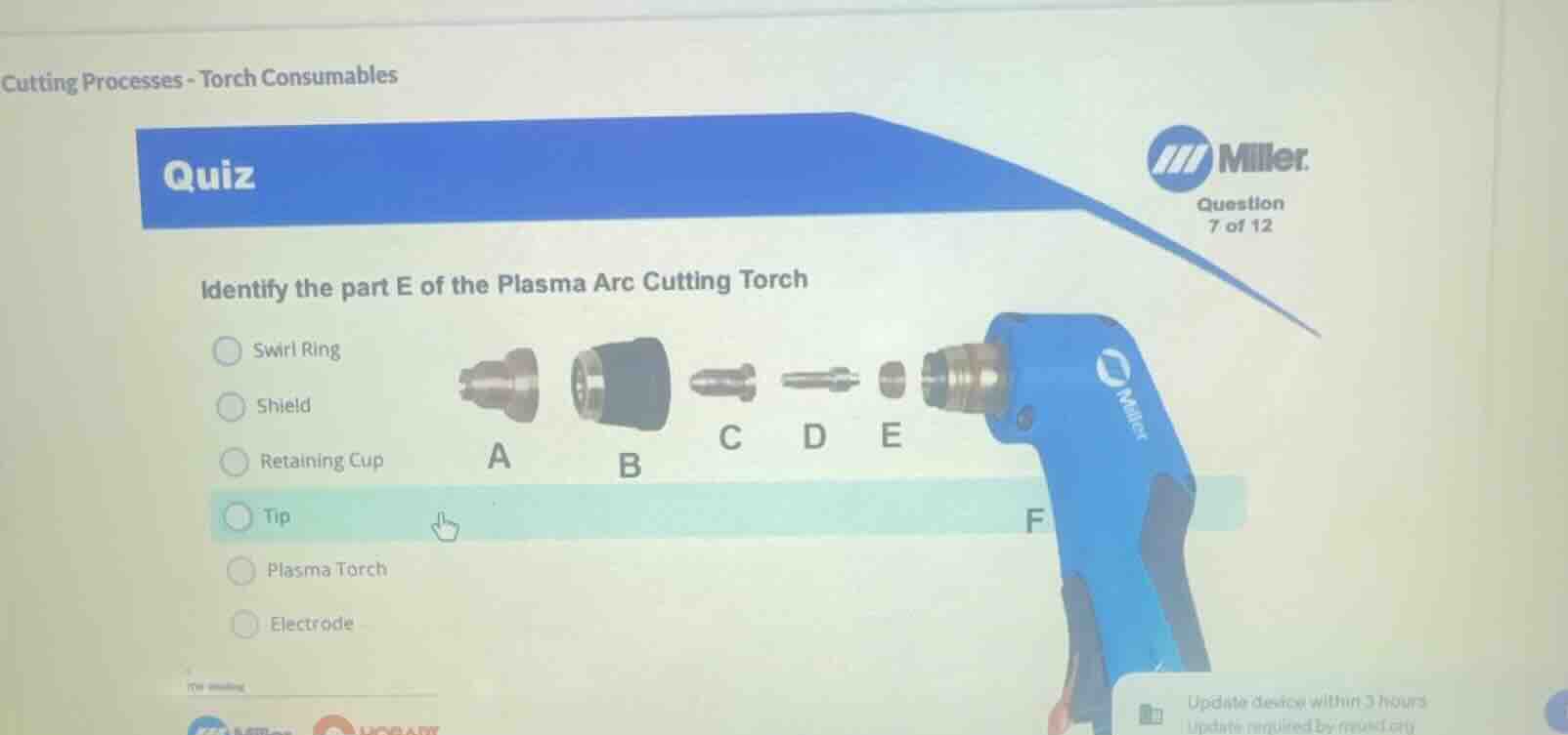 cutting processes - torch consumables quiz identify the part e of the p…