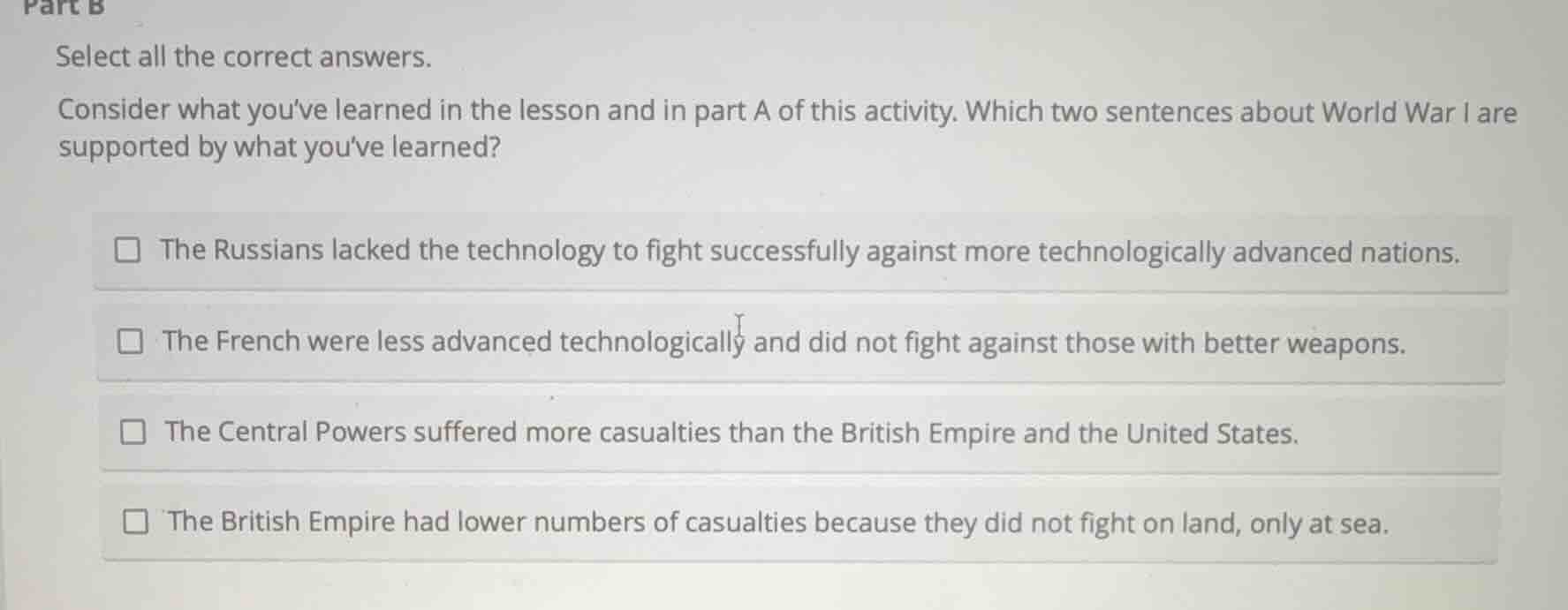 part b select all the correct answers. consider what youve learned in t…