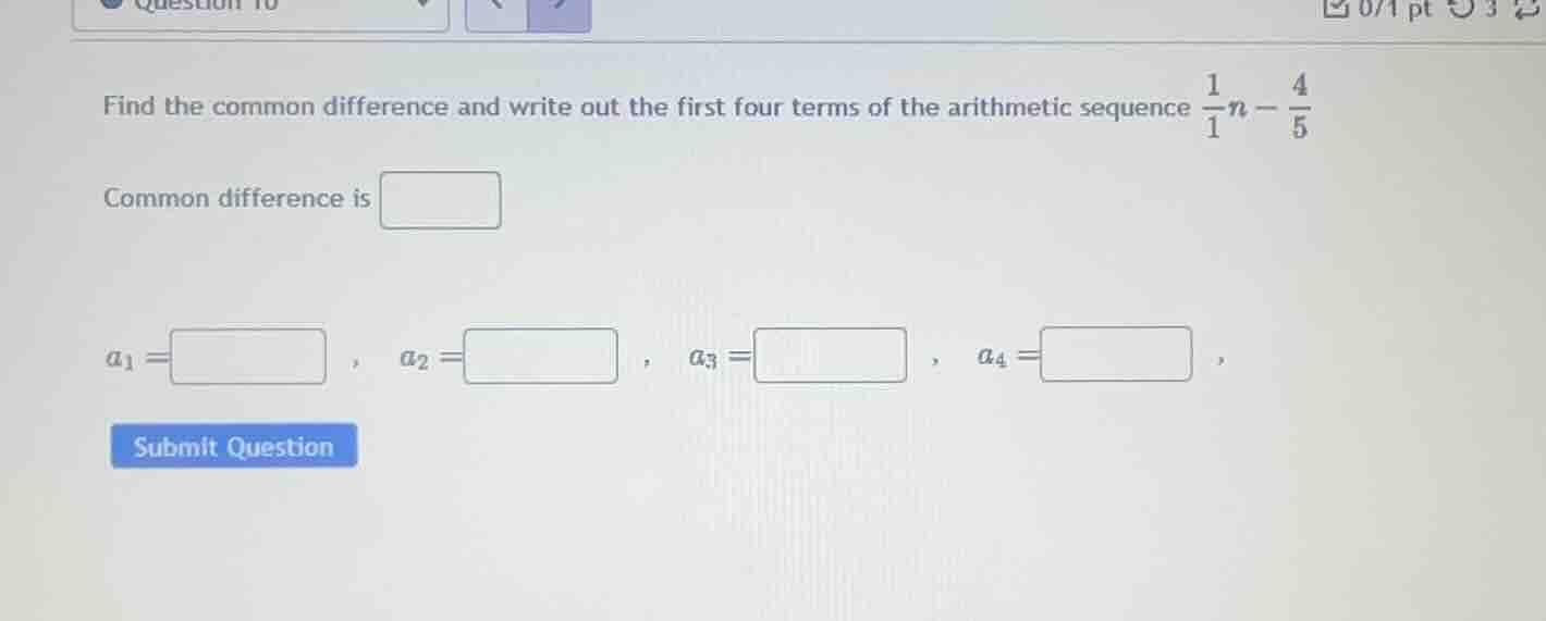find the common difference and write out the first four terms of the ar…