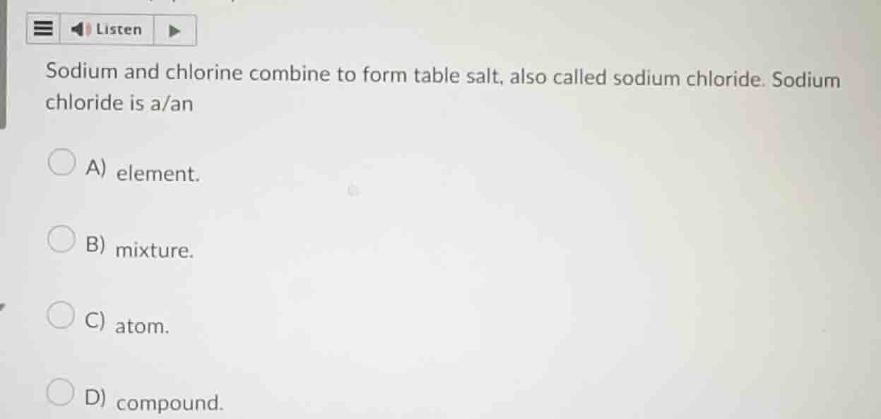 sodium and chlorine combine to form table salt, also called sodium chlo…