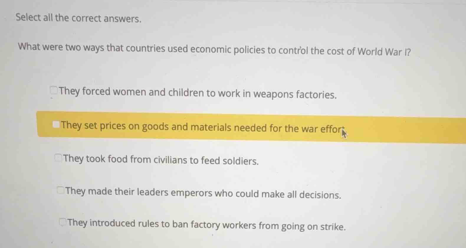 select all the correct answers. what were two ways that countries used …