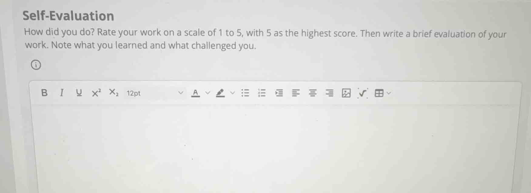 self-evaluation how did you do? rate your work on a scale of 1 to 5, wi…
