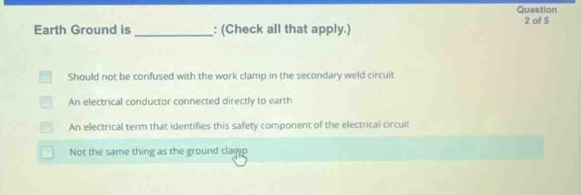 earth ground is ________: (check all that apply.) - should not be confu…