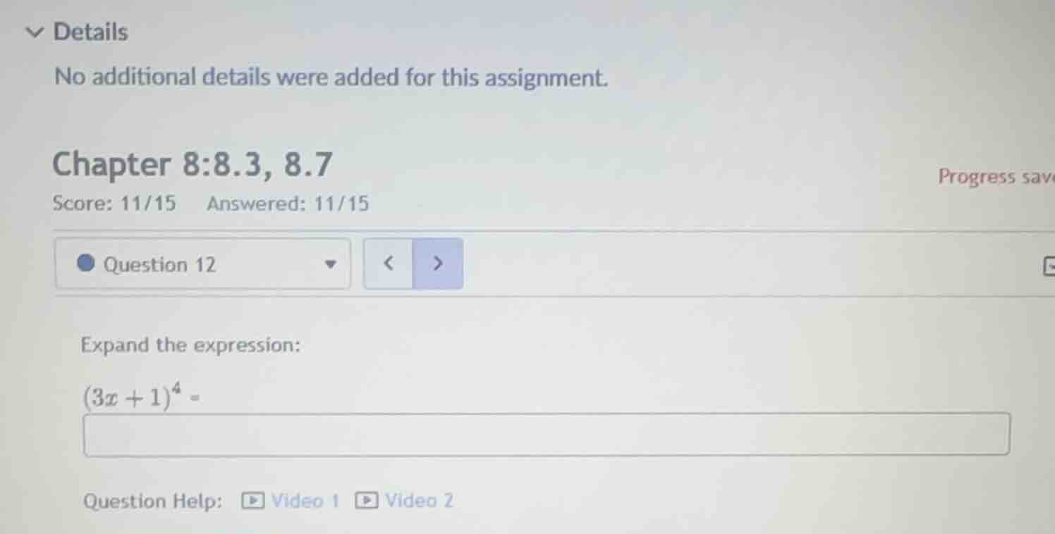 expand the expression: \\((3x + 1)^4 =\\)