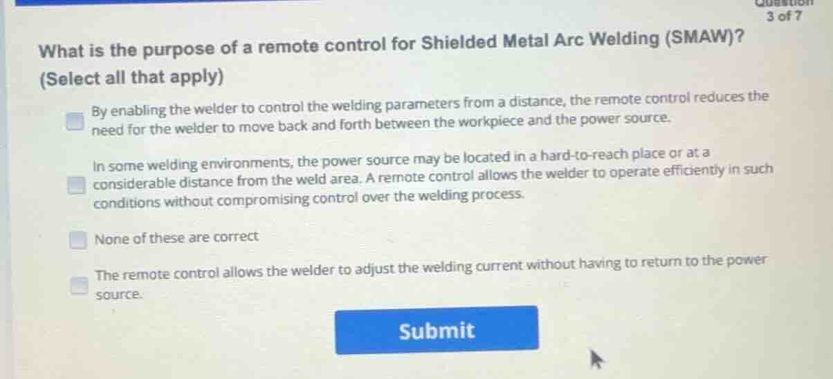 what is the purpose of a remote control for shielded metal arc welding …
