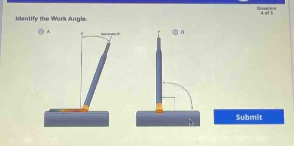 identify the work angle. a b submit