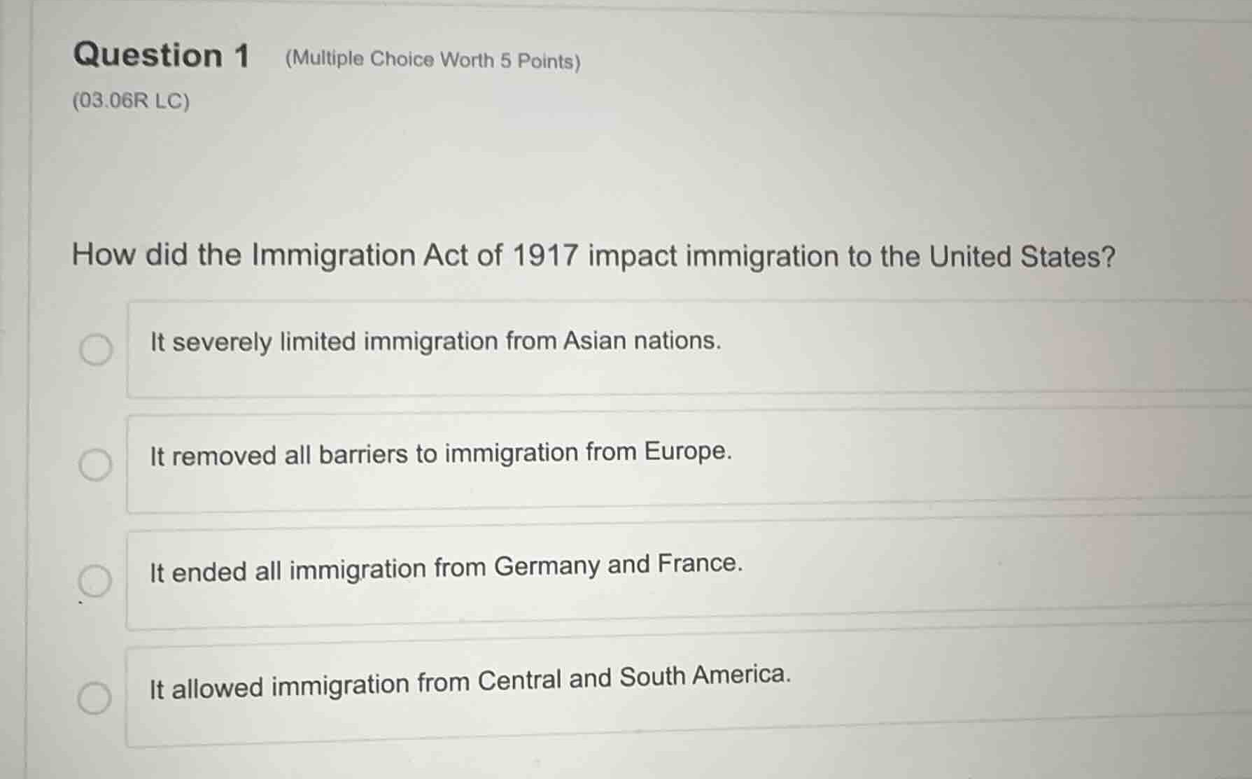 question 1 (multiple choice worth 5 points) (03.06r lc) how did the imm…