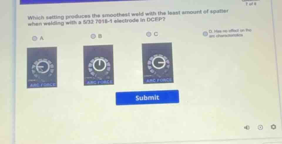 which setting produces the smoothest weld with the least amount of spat…