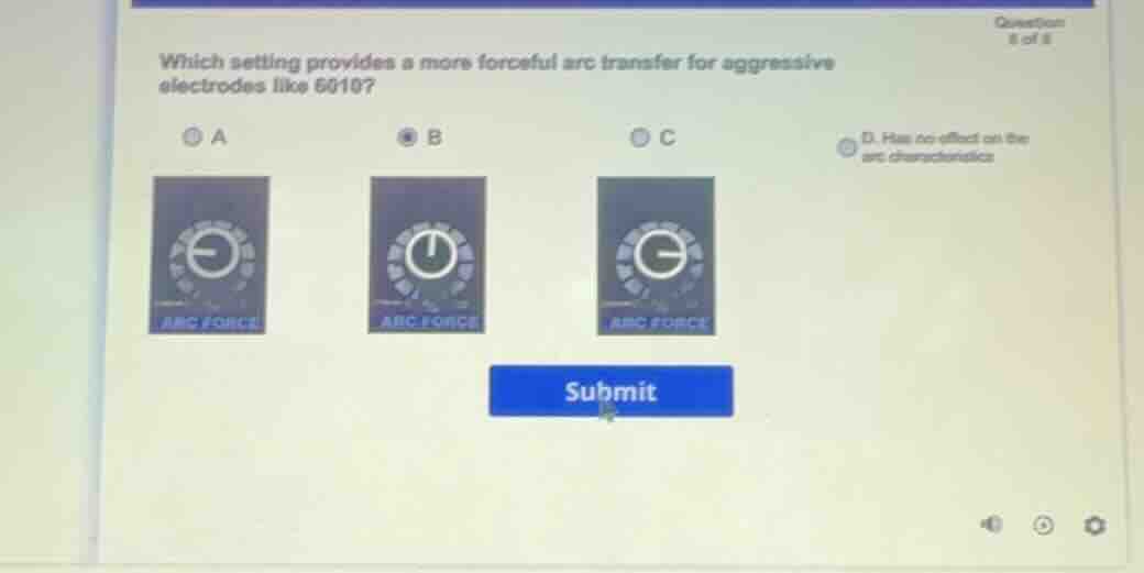 which setting provides a more forceful arc transfer for aggressive elec…