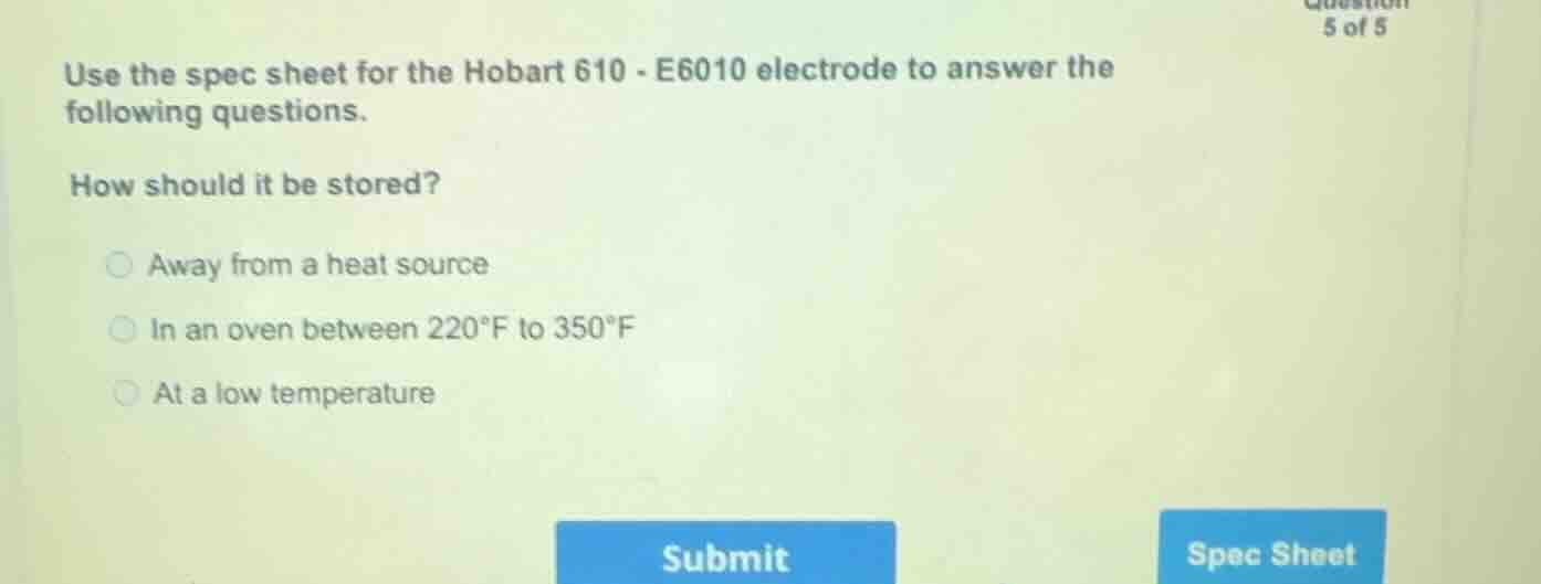 use the spec sheet for the hobart 610 - e6010 electrode to answer the f…