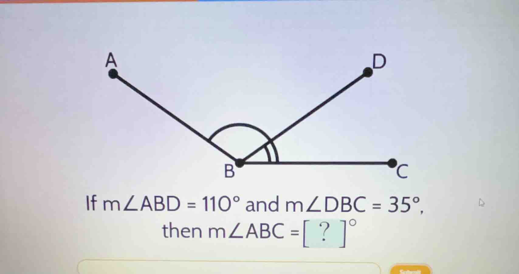 if \\( m\\angle abd = 110^{\\circ} \\) and \\( m\\angle dbc = 35^{\\cir…