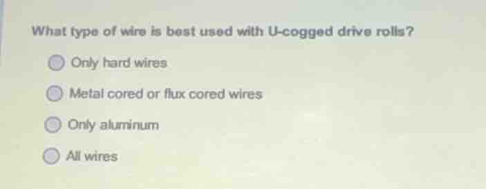 what type of wire is best used with u-cogged drive rolls? only hard wir…