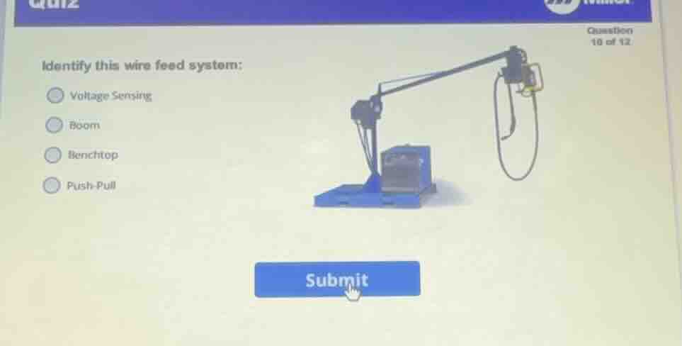 identify this wire feed system: voltage sensing boom benchtop push-pull