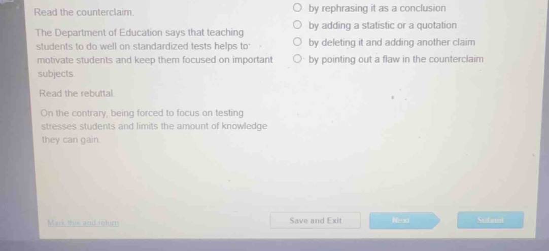 read the counterclaim. the department of education says that teaching s…