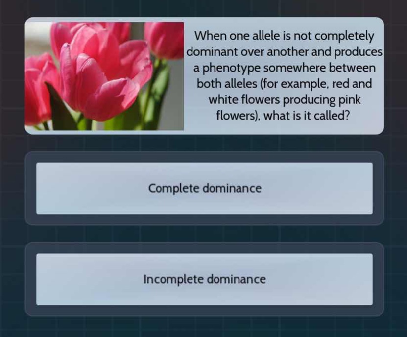 when one allele is not completely dominant over another and produces a …