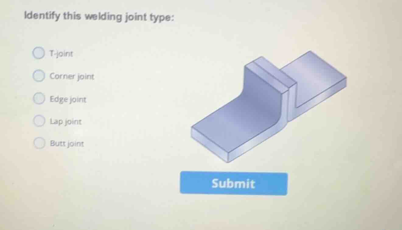 identify this welding joint type: t-joint corner joint edge joint lap j…