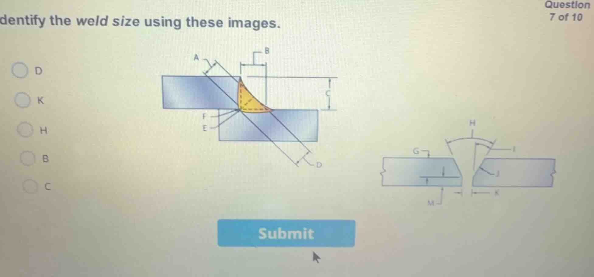 identify the weld size using these images.