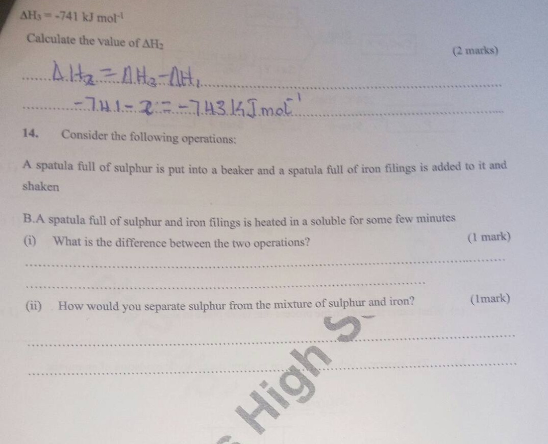 \\delta h_3 = -741\\text{ kj mol}^{-1} calculate the value of \\delta h…