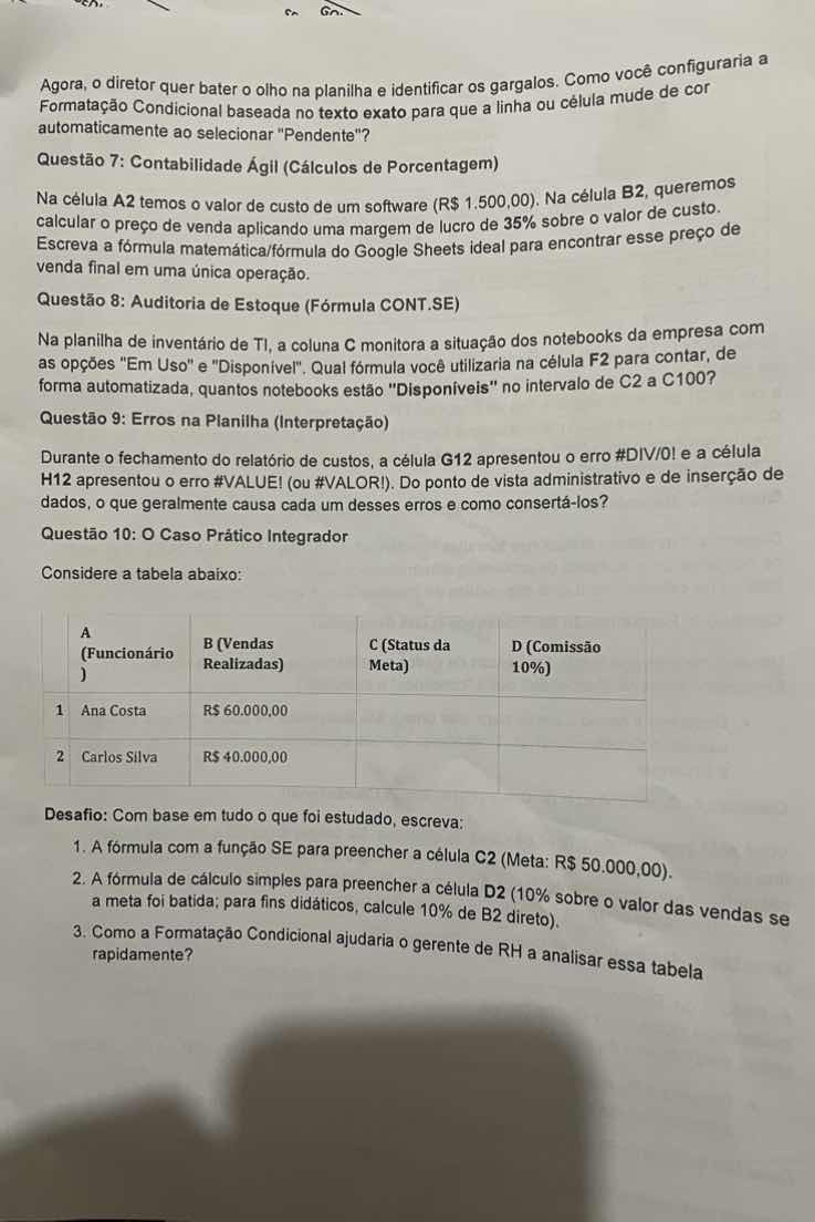 agora, o diretor quer bater o olho na planilha e identificar os gargalo…