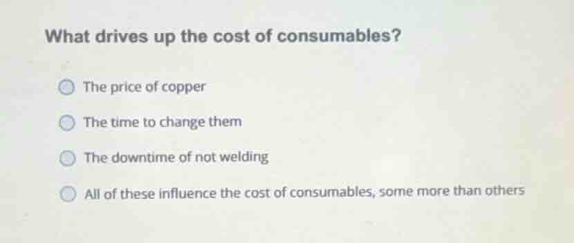 what drives up the cost of consumables? the price of copper the time to…