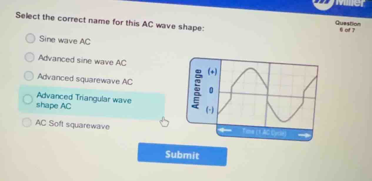 select the correct name for this ac wave shape: - sine wave ac - advanc…