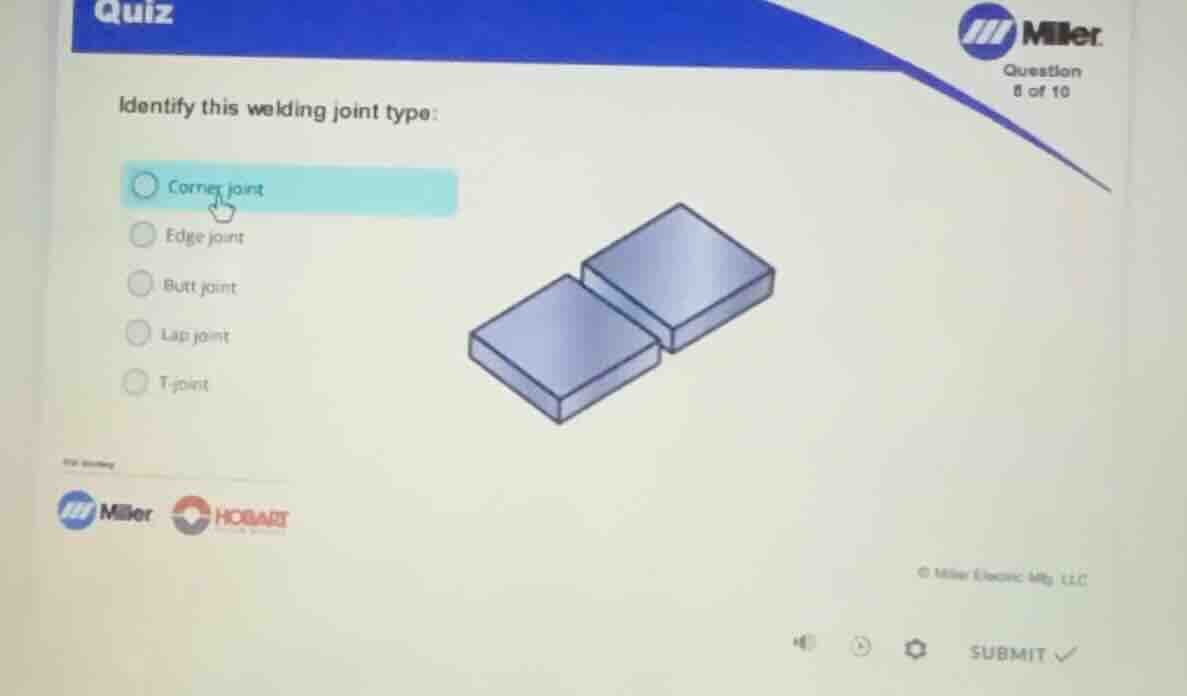 identify this welding joint type: corner joint edge joint butt joint la…