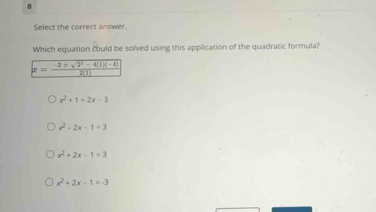 select the correct answer. which equation could be solved using this ap…
