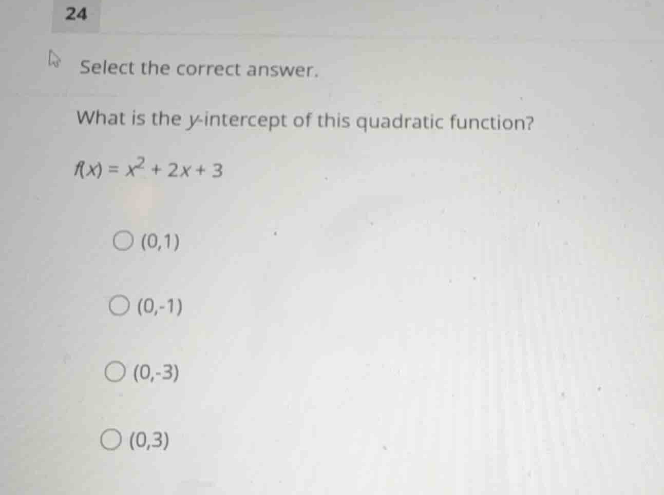 select the correct answer. what is the \\(y\\)-intercept of this quadra…