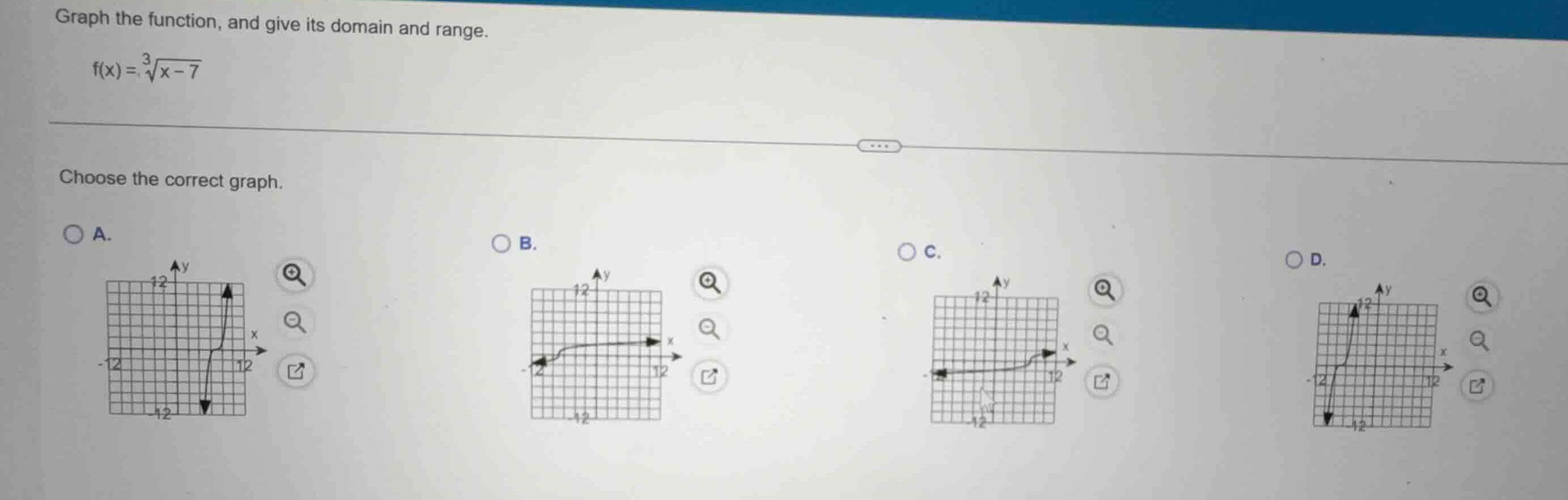 graph the function, and give its domain and range. (f(x) = \\sqrt3{x - …