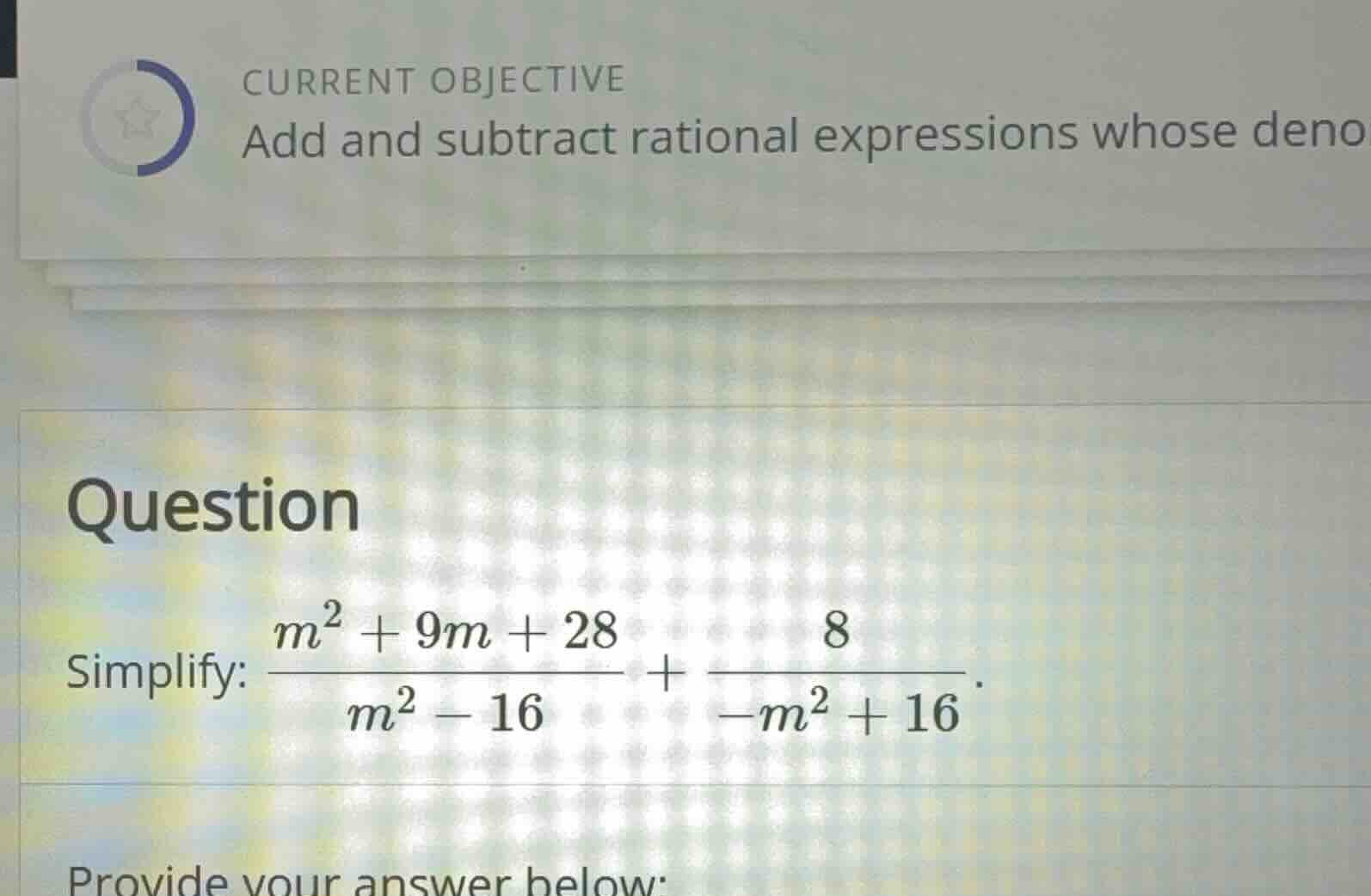 current objective add and subtract rational expressions whose deno ques…