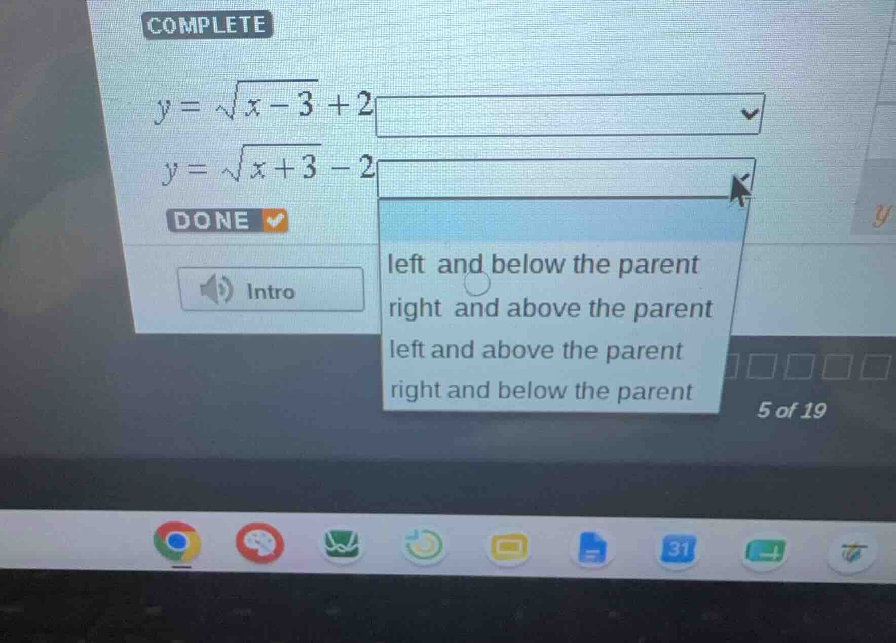 complete \\(y = \\sqrt{x - 3} + 2\\) \\(y = \\sqrt{x + 3} - 2\\) done i…