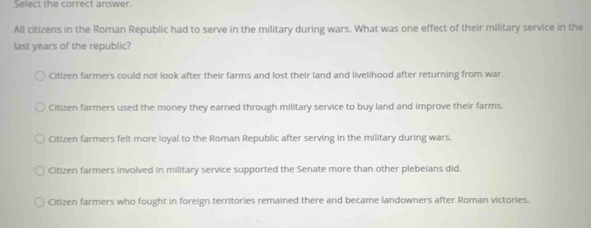 select the correct answer. all citizens in the roman republic had to se…