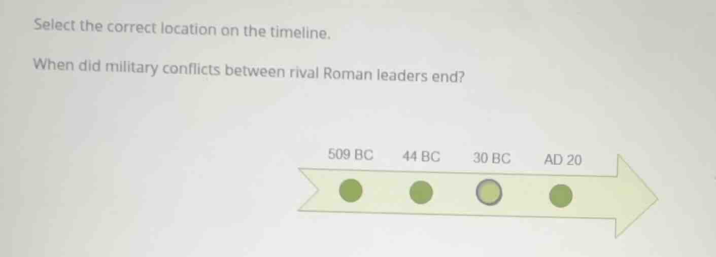 select the correct location on the timeline. when did military conflict…
